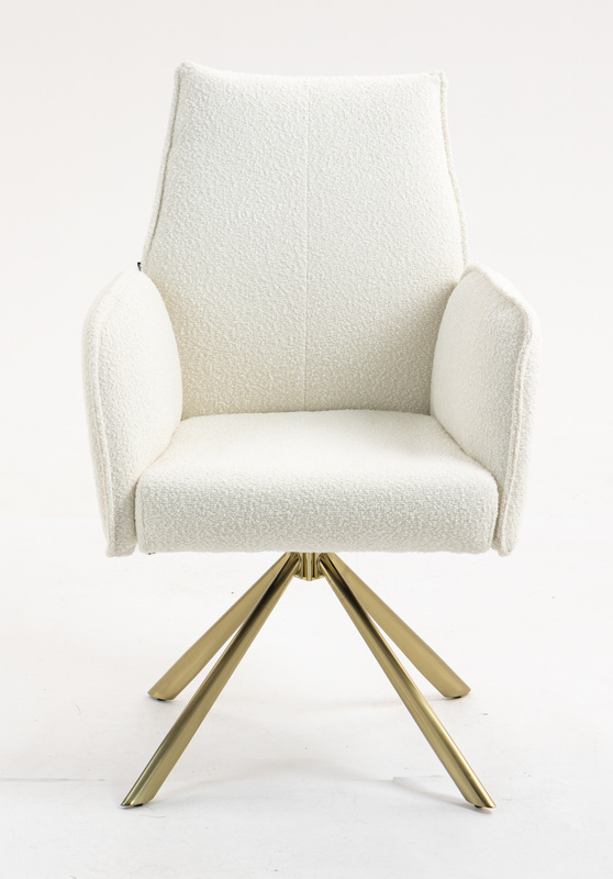 HR280 CSILLAGLÁB Krémszínű modern boucle szék arany lábbal