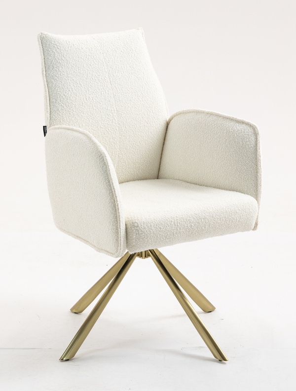 HR280 CSILLAGLÁB Krémszínű modern boucle szék arany lábbal