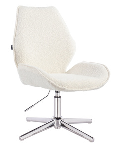 HR350CROSS Krémszínű modern boucle szék krómozott lábbal