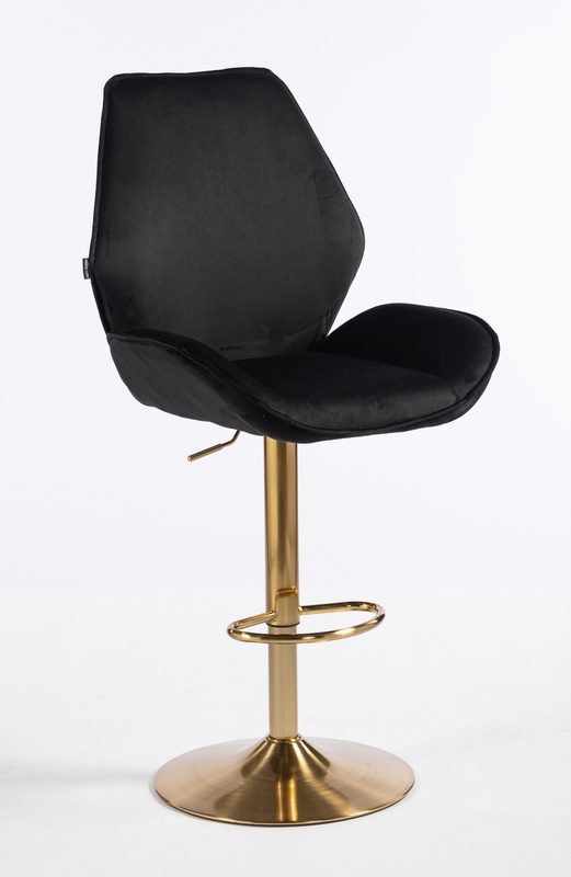 HR350W Fekete modern velúr szék arany lábbal