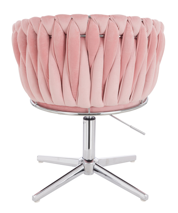 HR750CROSS Púder Rózsaszín Modern Velúr Szék Krómozott lábbal