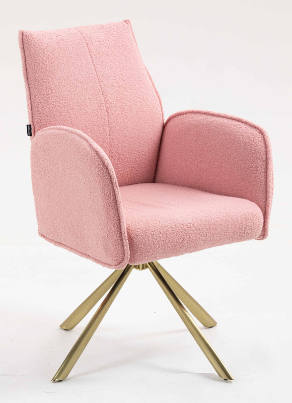 HR280 CSILLAGLÁB Púder Rózsaszín modern boucle szék arany lábbal