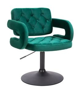 HR8403N Sötétzöld modern velúr szék fekete lábbal