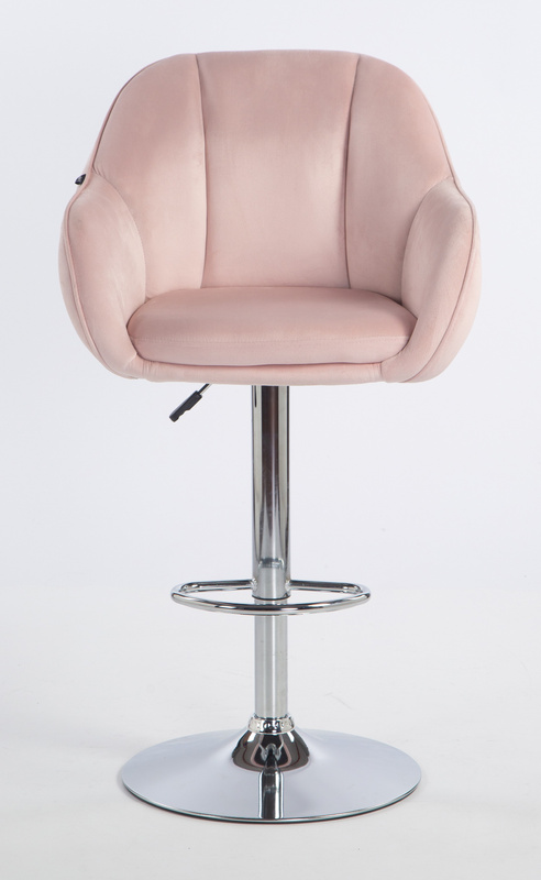 HR2055W Púder Rózsaszín Modern Velúr Szék Krómozott lábbal