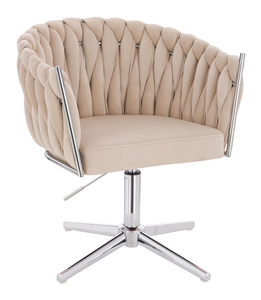 HR750CROSS Krémszínű Modern Velúr Szék Krómozott lábbal