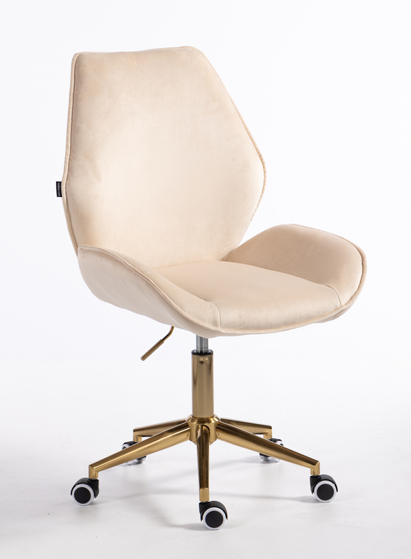 HR350K Krémszínű modern velúr szék arany lábbal