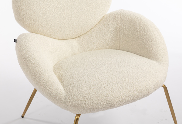 HR2045 Krémszínű modern boucle szék arany lábbal