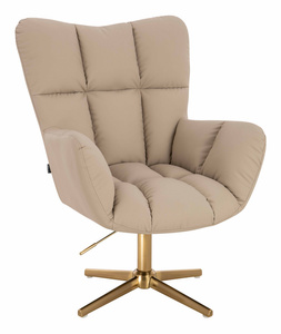 HR650CROSS Krémszínű Műbőr Premium Soft szék arany lábbal