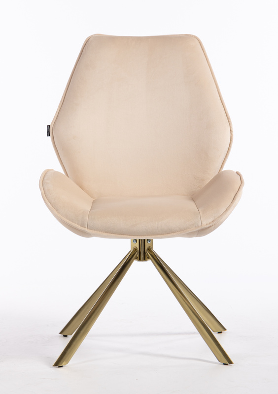 HR350 CSILLAGLÁB Krémszínű modern velúr szék arany lábbal