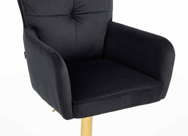 HR250KW Fekete modern velúr szék arany lábbal
