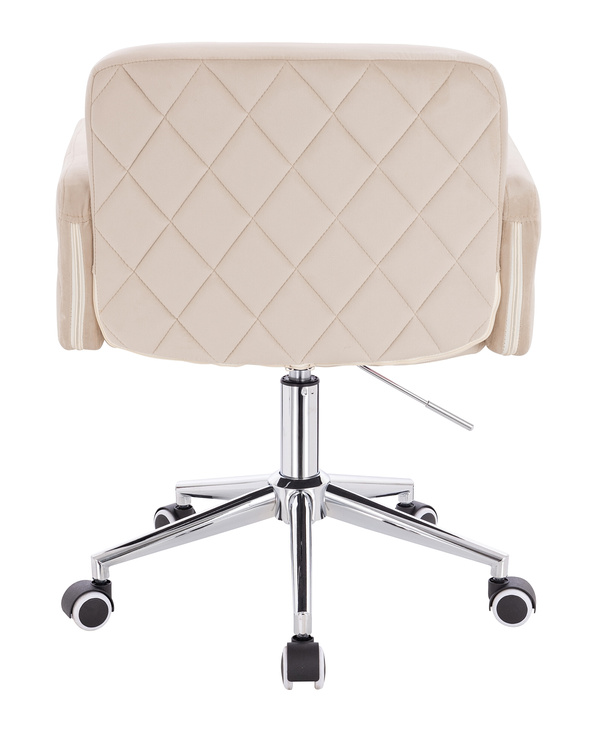 HR802K Krémszínű Modern Velúr Szék Krómozott lábbal