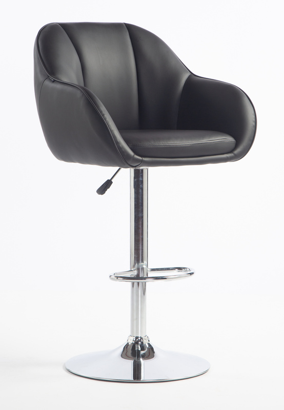 HR2055W Fekete Modern Műbőr Szék Krómozott lábbal