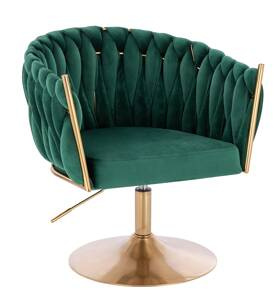 HR750N Sötétzöld Modern Velúr Szék Arany lábbal