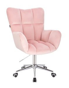 HR650K Púderrózsaszín modern velúr szék krómozott lábbal