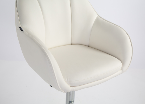 HR2055W Fehér Modern Műbőr Szék Krómozott lábbal