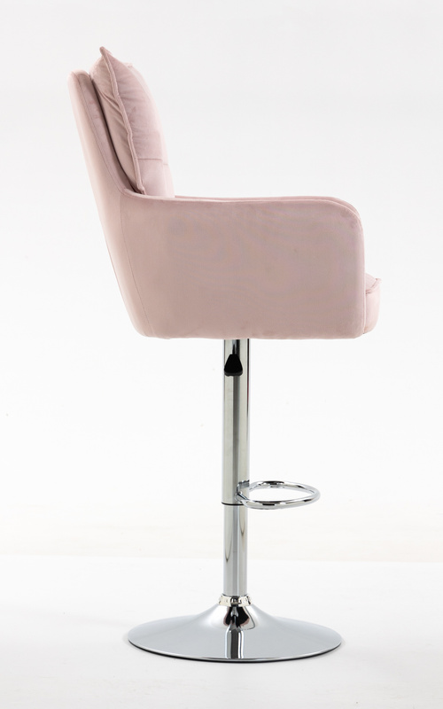 HR250W Púder Rózsaszín modern velúr szék krómozott lábbal