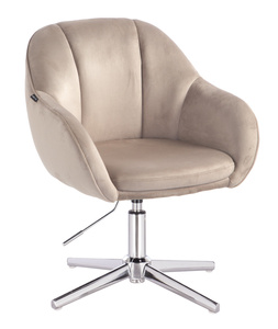 HR2055CROSS Latte Modern Velúr Szék Krómozott lábbal