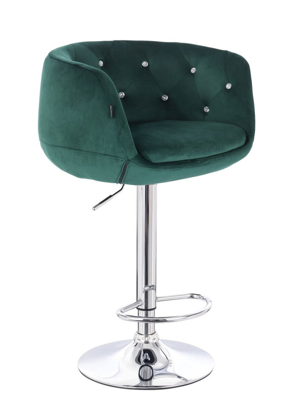 HR333CW Sötétzöld modern velúr szék krómozott lábbal