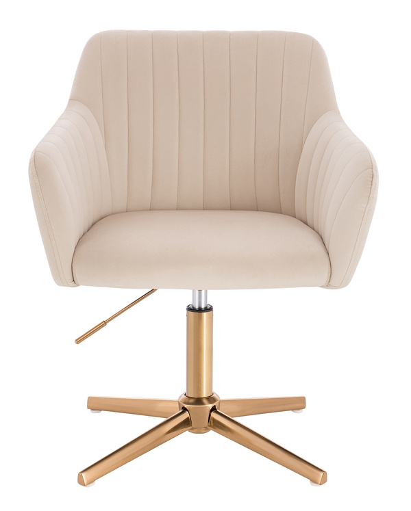 HR190CROSS Krémszínű Modern Velúr Szék Arany lábbal