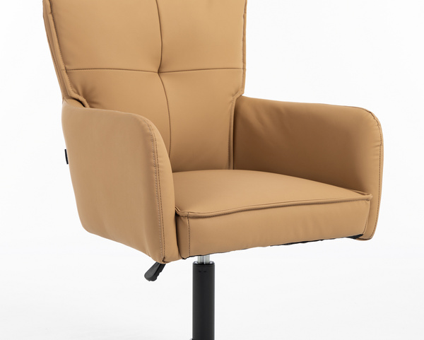 HR250N Karamell Színű Prémium Soft Műbőr Szék Fekete Lábbal