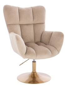 HR650N Latte modern velúr szék arany lábbal