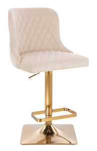 HR940KW Krémszínű Modern Velúr Szék Arany lábbal