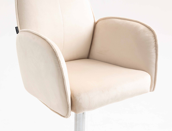 HR280W Krémszínű Modern Velúr Szék Krómozott lábbal