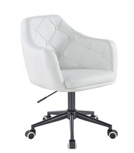 HR831K Fehér Modern Műbőr Szék Fekete lábbal