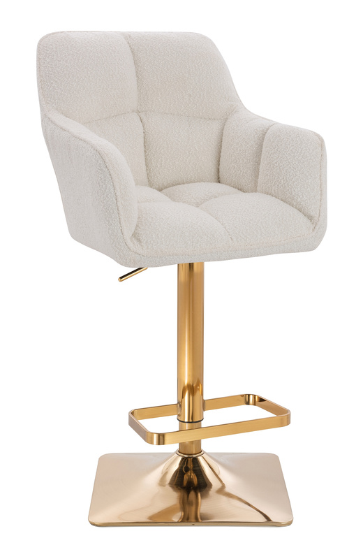 HR550KW Krémszínű modern boucle  szék arany lábbal
