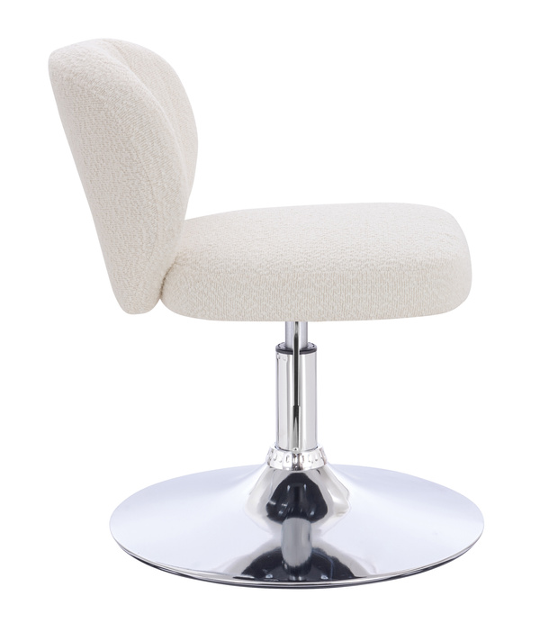 HR193N Krémszínű modern boucle  szék krómozott lábbal