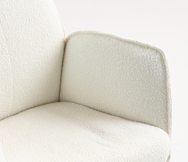 HR280W Krémszínű modern boucle szék fekete lábbal