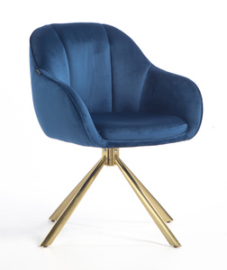 HR2055 CSILLAGLÁB Tengerkék Modern Velúr Szék Arany lábbal