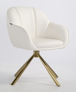 HR2055 CSILLAGLÁB Fehér Modern Műbőr Szék Aany lábbal