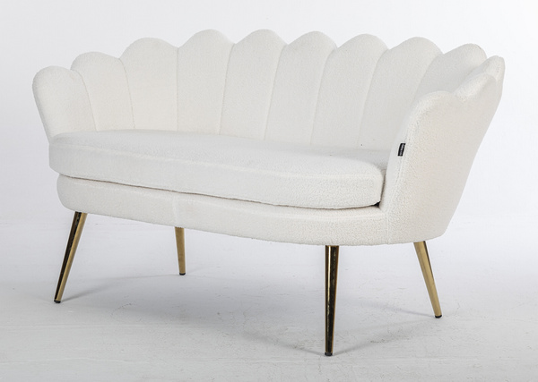 FREY Fehér modern boucle kanapé arany lábbal