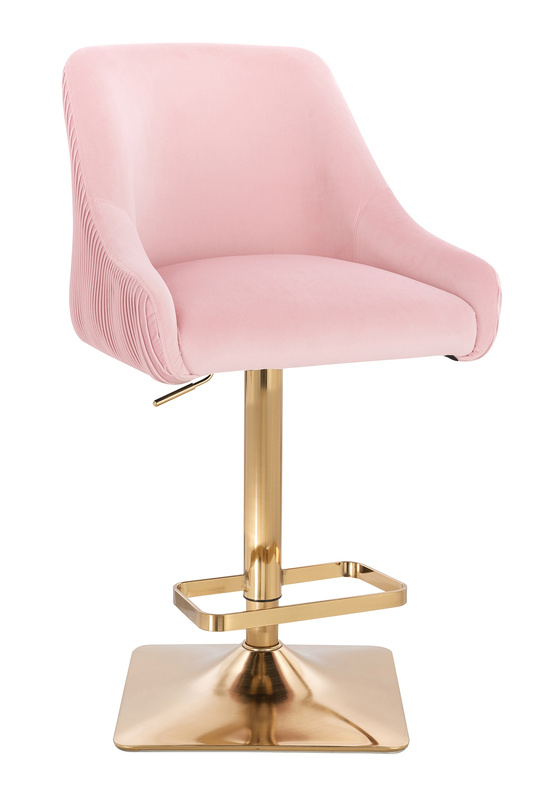 HR920KW Púder Rózsaszín Modern Velúr Szék Arany lábbal
