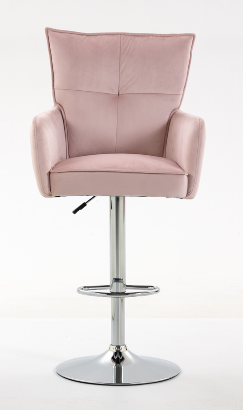 HR250W Púder Rózsaszín modern velúr szék krómozott lábbal