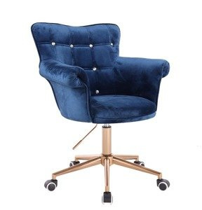 HR804CK Tengerkék modern velúr szék arany lábbal