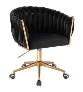 HR750K Fekete Modern Velúr Szék Arany lábbal