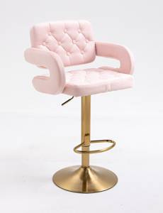 HR8403W Púderrózsaszín modern velúr szék arany lábbal