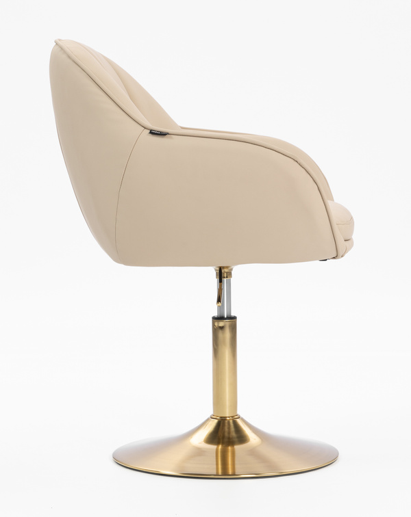 HR2055N Krémszínű Modern Műbőr Szék Aany lábbal