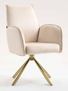HR280 CSILLAGLÁB Krémszínű Modern Velúr Szék Arany lábbal