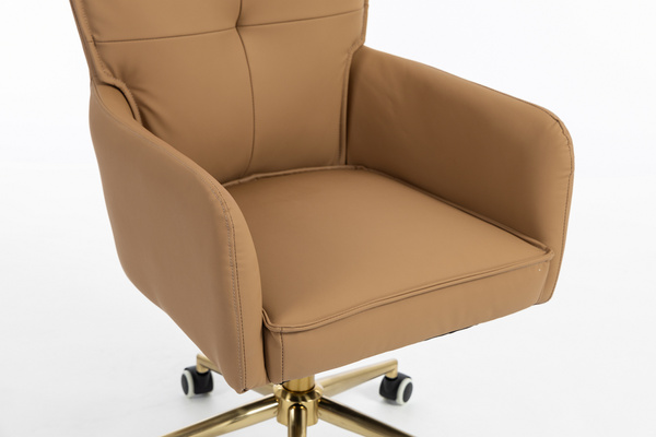 HR250K Karamell Színű Prémium Soft Műbőr Szék Arany Lábbal