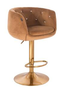 HR333CW Mézbarna modern velúr szék arany lábbal