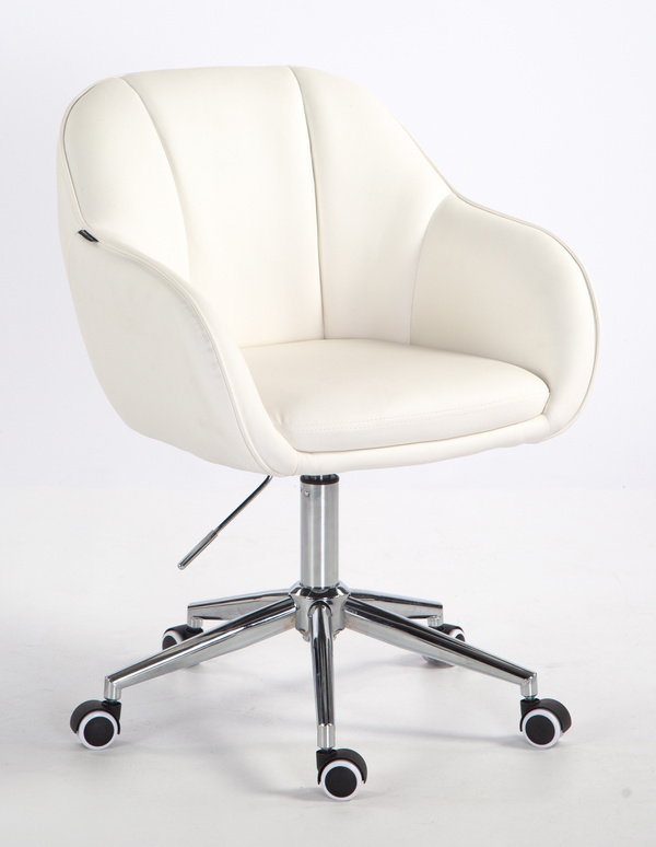 HR2055K Fehér Modern Műbőr Szék Krómozott lábbal