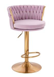 HR450W Halványlila Modern Velúr Szék Arany lábbal