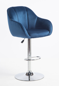 HR2055W Tengerkék Modern Velúr Szék Krómozott lábbal