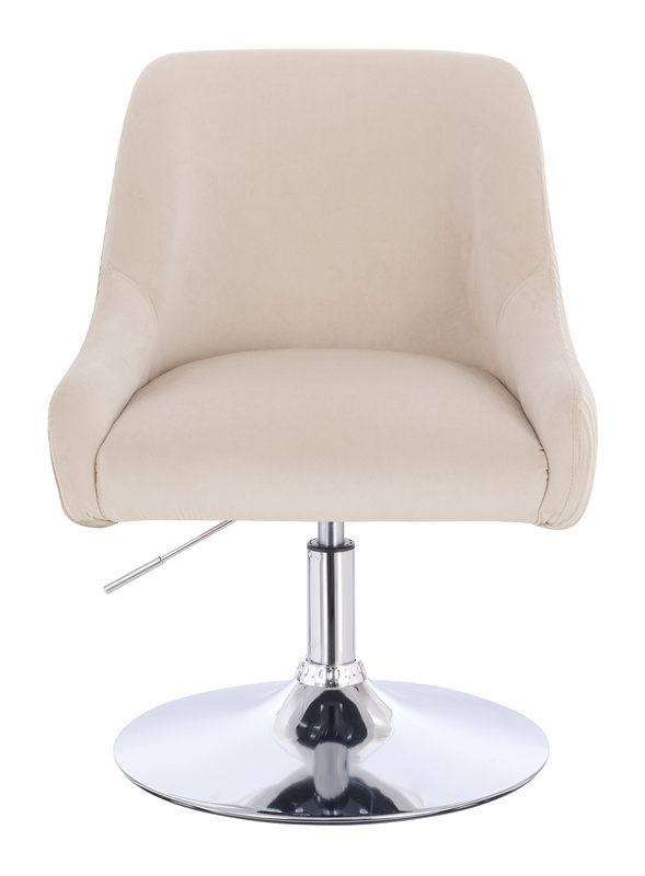 HR920N Krémszínű Modern Velúr Szék Krómozott lábbal