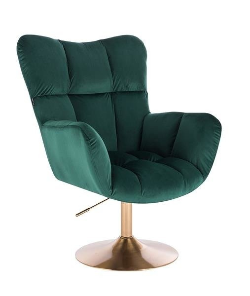 HR650N Sötétzöld modern velúr szék arany lábbal
