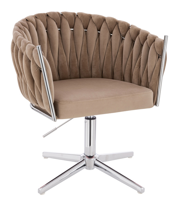 HR750CROSS Latte Modern Velúr Szék Krómozott lábbal