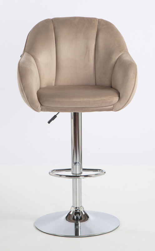 HR2055W Latte Modern Velúr Szék Krómozott lábbal